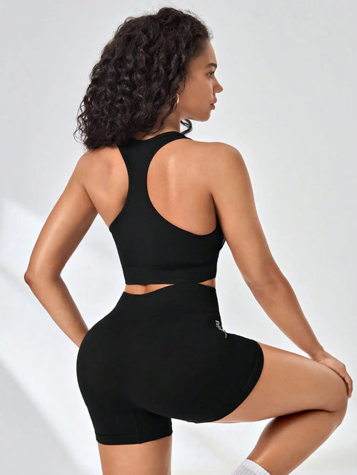 Brassière sport maintien fort sans couture femme noir ELITE 2.0 – Kinetik Atletik
