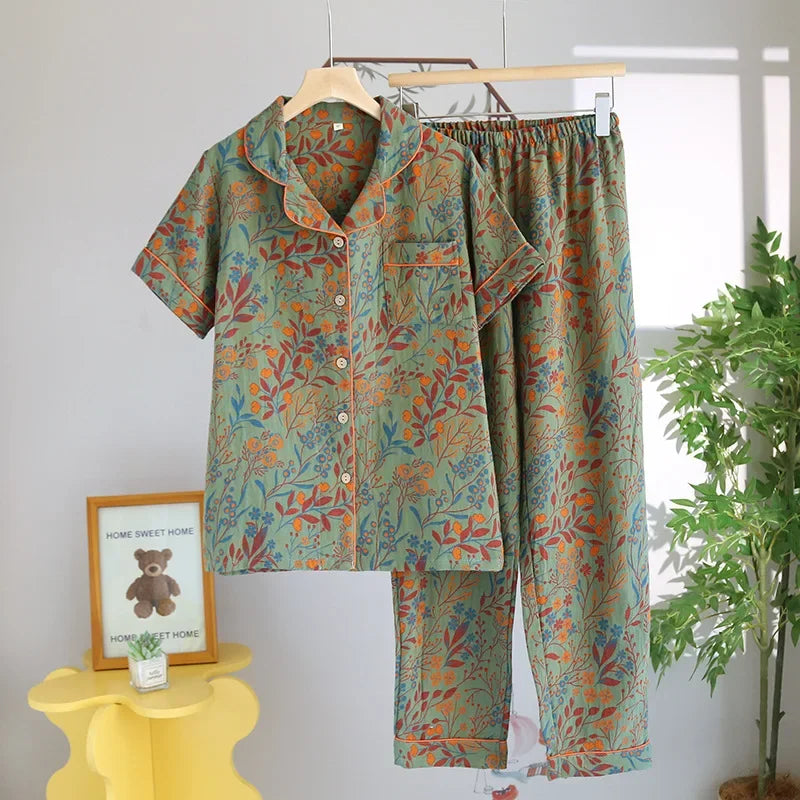 Pyjama femme coton imprimé floral