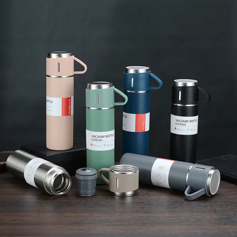 Thermos inox 304 avec 3 couvercles