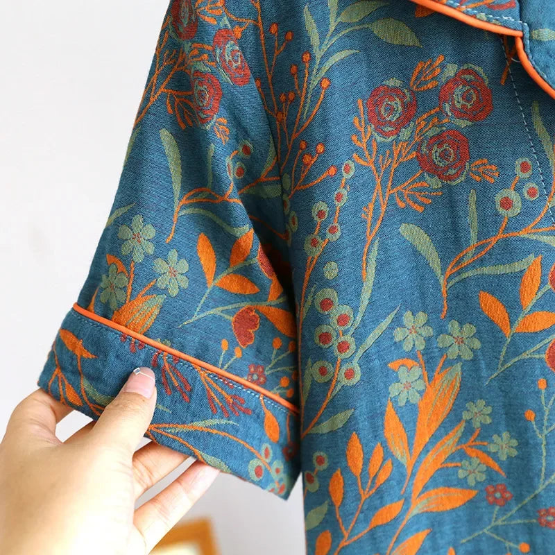 Pyjama femme coton imprimé floral