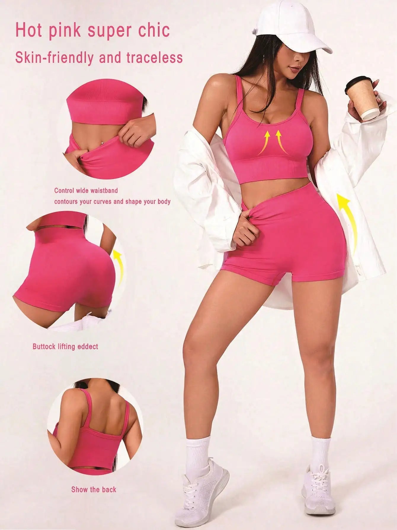 Brassière crop top sans couture fitness – Femme